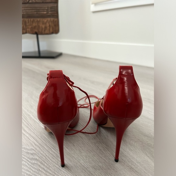 Jimmy Choo Hoops Lace-Up Leather Pump, Red - Picture 7 of 8